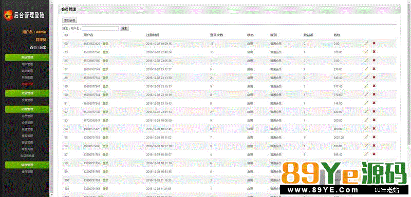 后台：admin/index.php/index.html 用户名：admin密码：admin 前台演示账户： 用户名：15833623125密码：123456 安装：PHP5.4+Mysql 数据库链接文件：Conf/config.php 制度介绍： 乐金