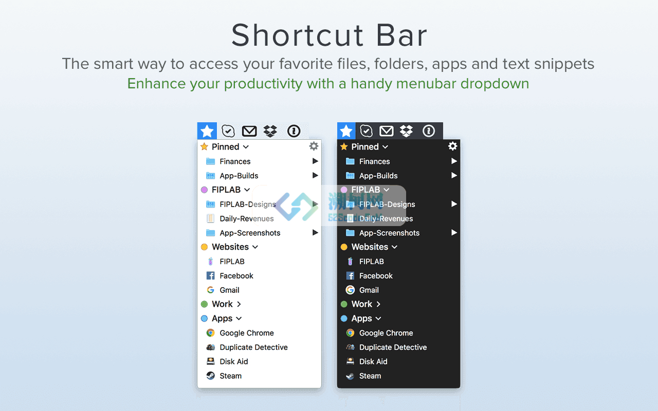 Shortcut Bar v2.9.5 破解版 菜单栏快速启动工具