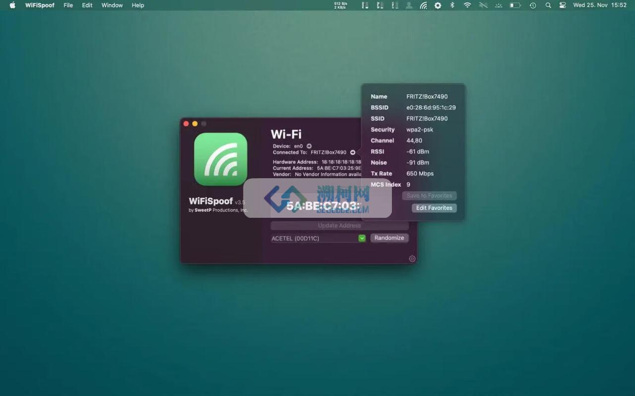 WiFiSpoof for Mac v4.0.11 免激活版 wifi地址修改工具
