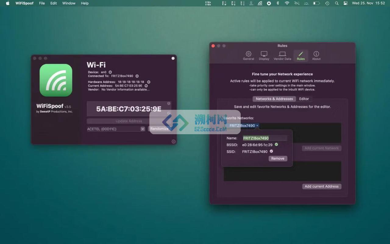 WiFiSpoof for Mac v4.0.11 免激活版 wifi地址修改工具