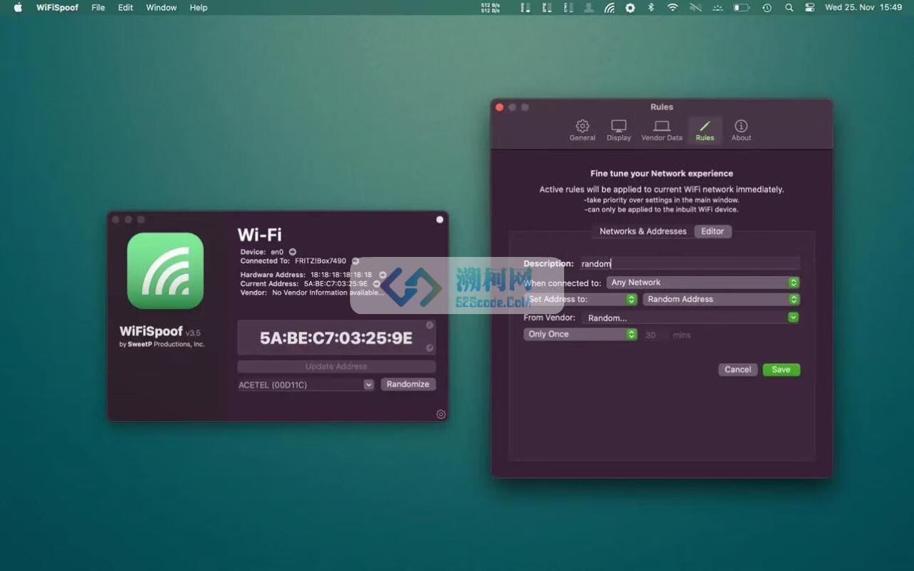 WiFiSpoof for Mac v4.0.11 免激活版 wifi地址修改工具