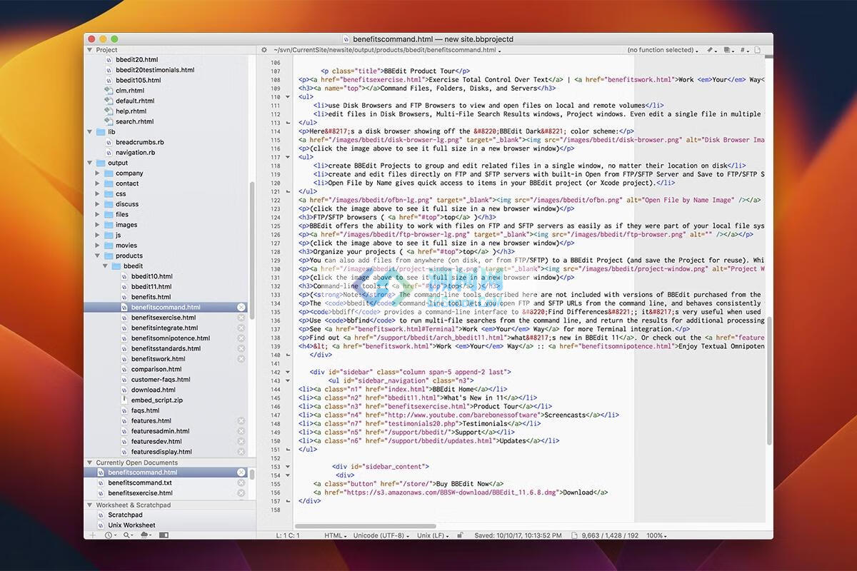 BBEdit v15.1.5 破解版 支持多种类型的代码编辑器