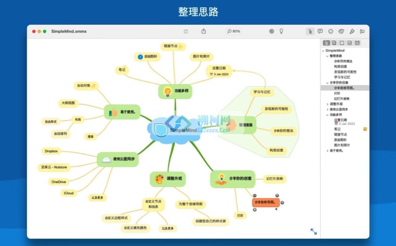 SimpleMind Pro for Mac v2.6.1 中文激活版 mac上的思维导图软件
